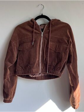 bagatelle Brown Corduroy Hooded Bomber Jacket